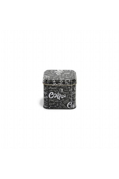 EVLE Ef014-q9 Sn_coffe 2 Go Patterned Square Metal Storage Container 9x9 Cm