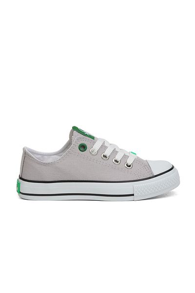 Benetton Dziecięce Sznurowane Szare Lniane Buty