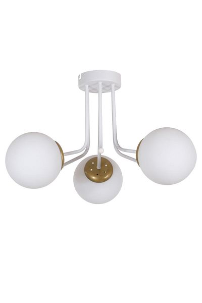 Fer Avize Daisy Modern White Color Globe Glass Living Room - Kitchen - Bedroom 3-Piece Chandelier