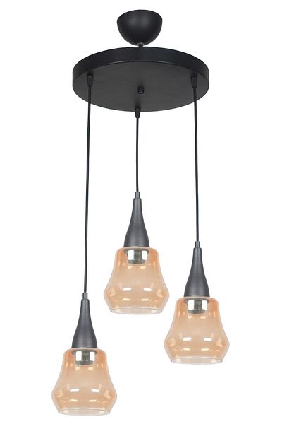 Fer Avize Defor Special Design Living Room - Bedroom - Kitchen - Honey Glass 3-Piece Chandelier