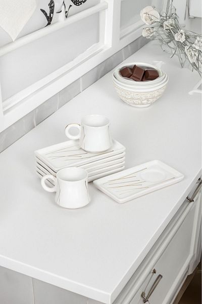 Akkoyunlu home Whitegold Coffee Cup Set 6 Personality Handmade Turkish Coffee Cup Luxury Ceramic 90ml