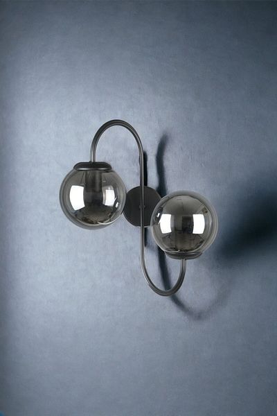 Fer Avize Jupiter Sconce - Black Smoked Glass Modern Design Cafe Kitchen Bedroom Hall Wall Sconce
