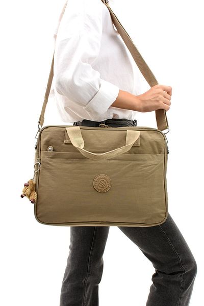 Sanmorris Μπεζ Unisex Clinker - Αδιάβροχο χαρτοφύλακα και τσάντα φορητού υπολογιστή με θήκη φορητού υπολογιστή και χιαστί ιμάντα