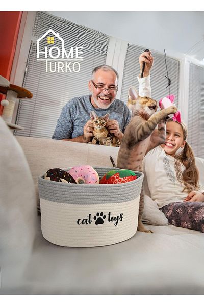 HomeTurko Bohemian Basket - Jute, Toy, Cat and Dog Bed, Decorative Children's Basket