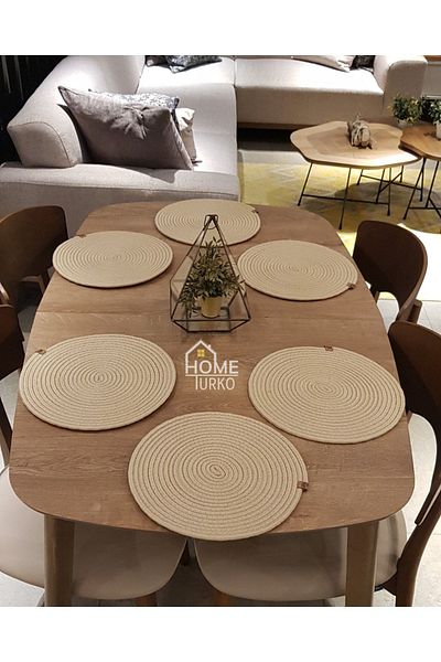 HomeTurko Natural Jut, Modern Look Six Piece Grey, Wicker 33 X 33 cm, American Service, Plate
