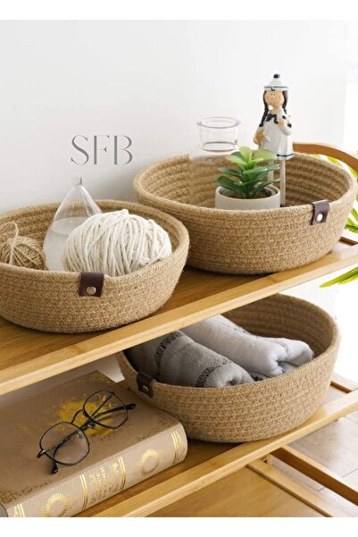 HomeTurko طقم سلال من 3 قطع - سلال تخزين منسوجة على الرف، أو سطح الطاولة، أو ...