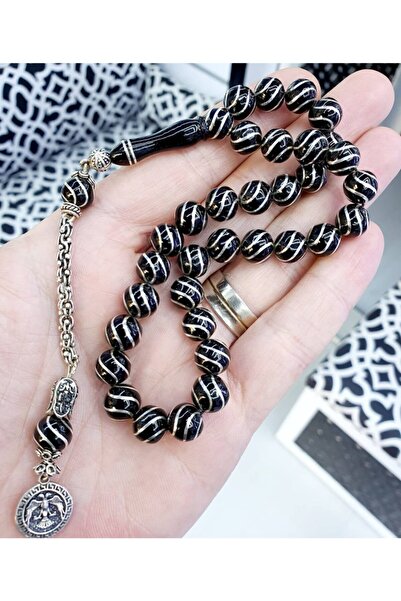 Efe Oltu Taşı Gümüş Tesbih Takı Kure Kesim 1000 Ayar Gümüş 6'lı Çeşmi-i Bülbü...