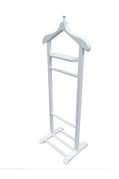 Evim-E Aksesuar Tekli Dilsiz Uşak&askılık Tamamı Ağaç Lake Beyaz