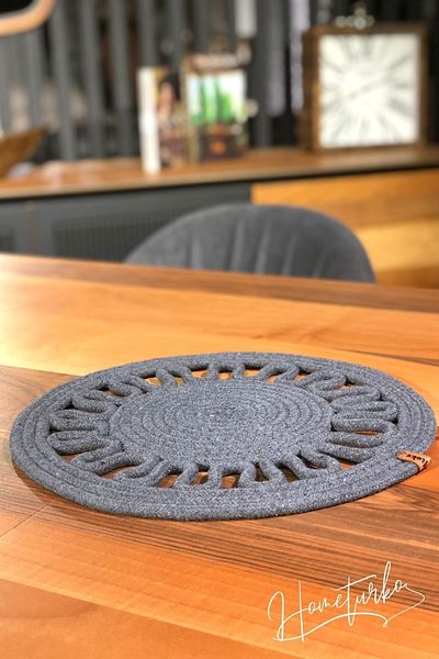 HomeTurko Hometurko, Natural Jute, Patterned, Anthracite, Placemat, Supla 33x33