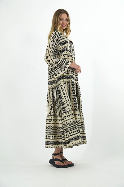 ABBRA Γυναικείο Καλοκαιρινό φόρεμα με μακαρονάδα με επικρατέστερο γιακά