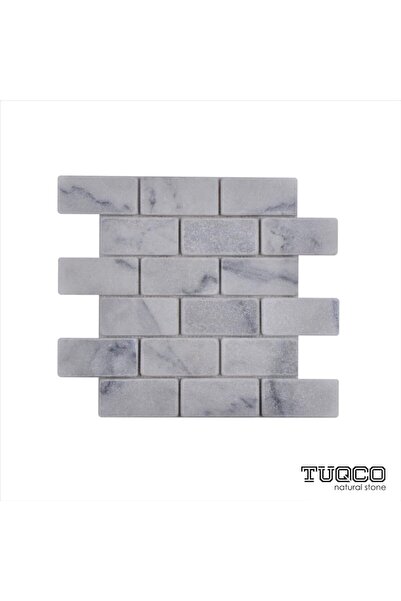 TUQCO Doğaltaş Fileli 5 X 10 Carrara Eskitme Mermer Mozaik