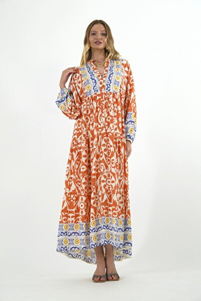 ABBRA Women's Katleya Model 100% Cotton Summer Dress