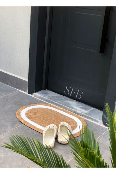 HomeTurko Jute Door Mat, Bohemian Style Mat, Washable, Door Front Mat, Modern Mat, Double Sided