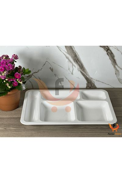 SUMAKS Polycarbonate Unbreakable Table D'hôte 5-Compartment Dining Hall Serving Plate