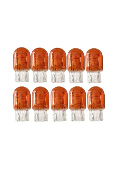 Genel Markalar 10 Adet 12V T20 P21/5W Çift Devre Büyük Dipsiz Ampul TURUNCU