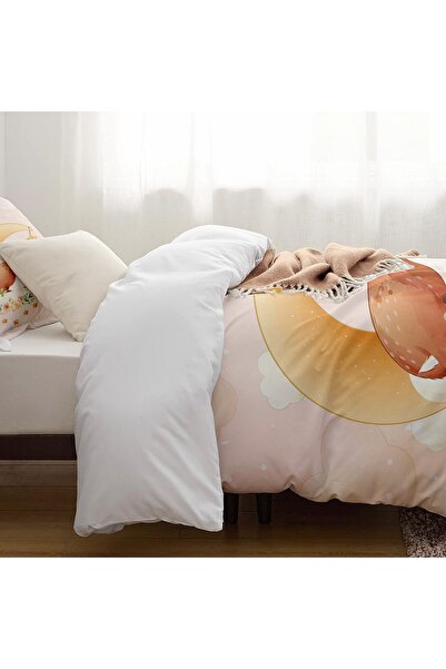 Else Halı Sevimli Uyuyan Ceylan Desenli Çarşafsız Tek Kişilik Çocuk Nevresim Takımı