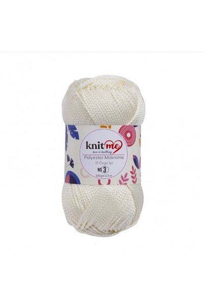 knitme Πολυεστέρας Μακραμέ 3 mm 100 Gr Πλεκτό Κλωστή 804 Κρέμα