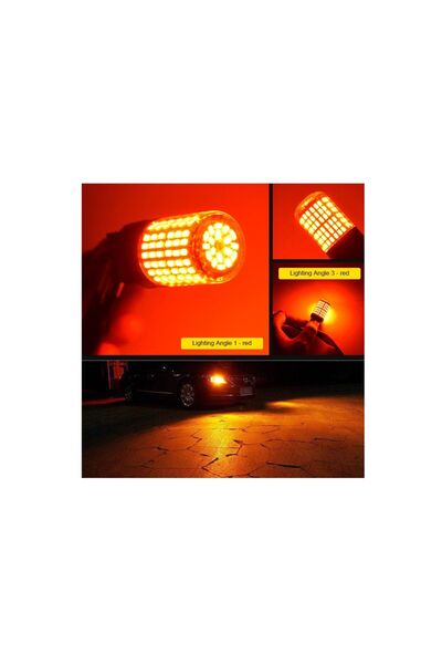 ZEMBİL 93 Tek Duy PR21W Led BA15S 144 Ledli Ultra Güçlü Kırmızı Işık (2 Adet)