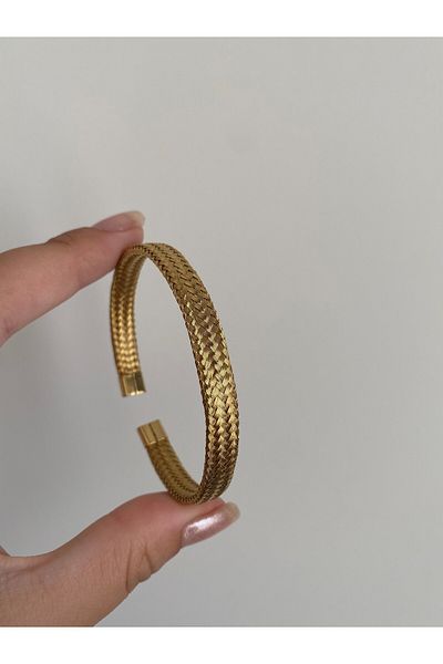 Owentis Javier Handcuffs - Steel Gold Color, Straw Knitted Look, No Darkening