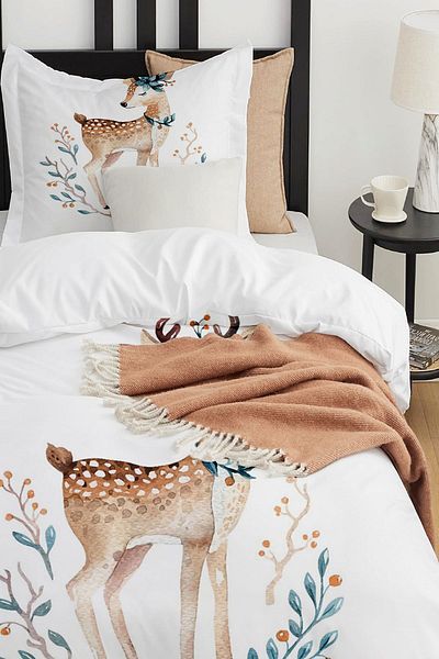 Else Dekor Gazelle Animal Patterned Single Children's Duvet Cover Set Without Sheets