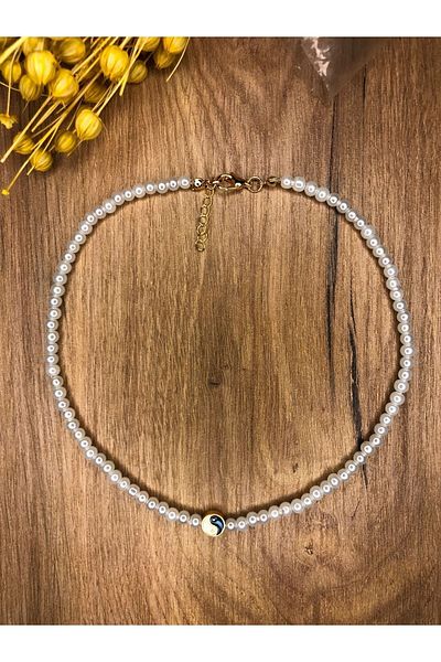 Stoneday Yin Yang Tip Pearl Design Pearl Necklace