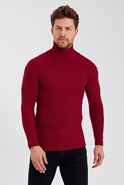Bentillo Men's Burgundy Turtleneck Camisole Sweater