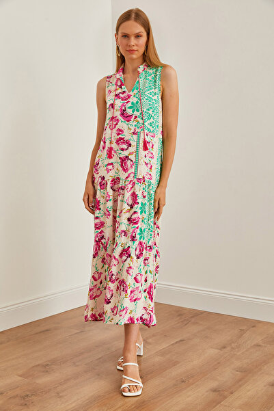 Olalook Fuchsia Mint Judge Collar - Γυναικείο φόρεμα Maxi με δαντέλα ELB-19002217