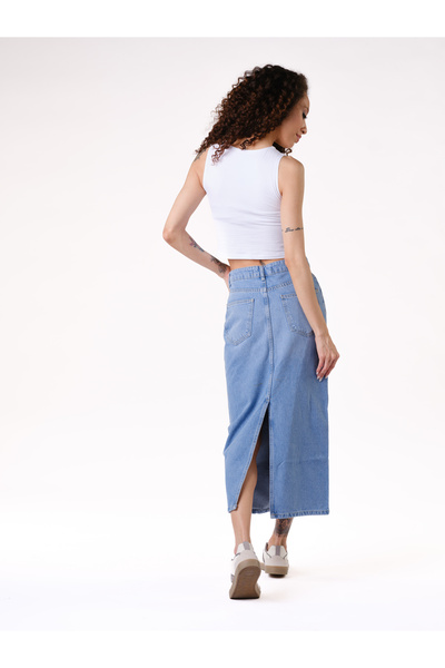 Novita Közepes kék - ceruzaszoknya, hátsó hasítékkal