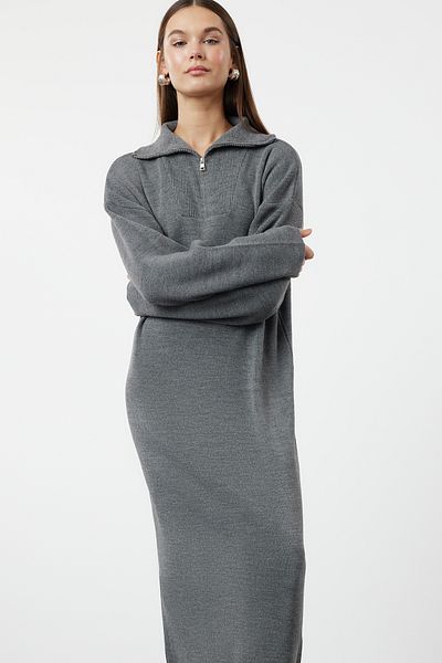 Trendyol Modest Kényelmes cipzáras füstölt kötöttáru ruha - TCTAW25EB00013