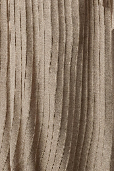 Trendyol Modest Πλεκτό φόρεμα Polo Neck Mink - Ζώνες και ραβδώσεις TCTAW25EB00006