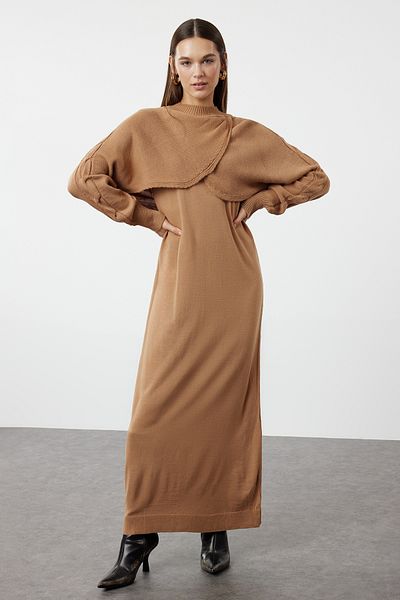 Trendyol Modest Σετ φόρεμα πλεκτών - Καφέ, Bolero Αναλυτικά TCTAW24US00038