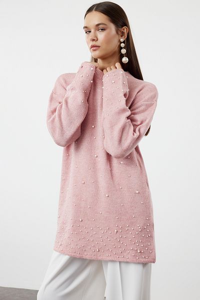 Trendyol Modest Strickpullover mit Perlendetail und getrockneten Rosen - TCTAW25AK00018