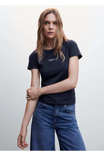 MANGO Woman Shiny Logo T-Shirt