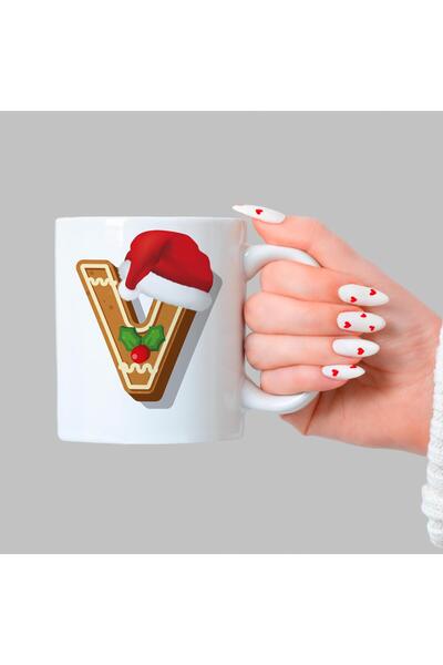 Kırtasiye Ofisi كوب أبيض مطبوع عليه حرف V للعام الجديد