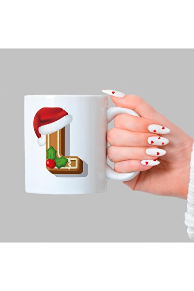 Kırtasiye Ofisi كوب أبيض مطبوع عليه حرف L للعام الجديد