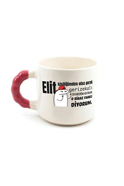 Kırtasiye Ofisi Elite Personality Must-Have Printed Red Handled Beaded Mug