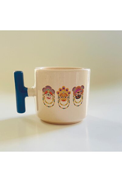 Kırtasiye Ofisi كوب تي مطبوع بتصميم وجوه ملونة مختلفة مع مقبض أزرق