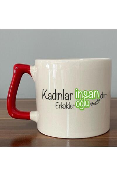 Kırtasiye Ofisi كوب نسائي ذو مقبض أحمر على شكل حرف D للرجال مطبوع عليه "إنسان