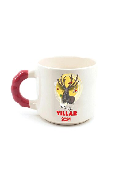 Kırtasiye Ofisi سنة جديدة سعيدة 2024 هدية عيد الميلاد مطبوعة على شكل غزال كوب...