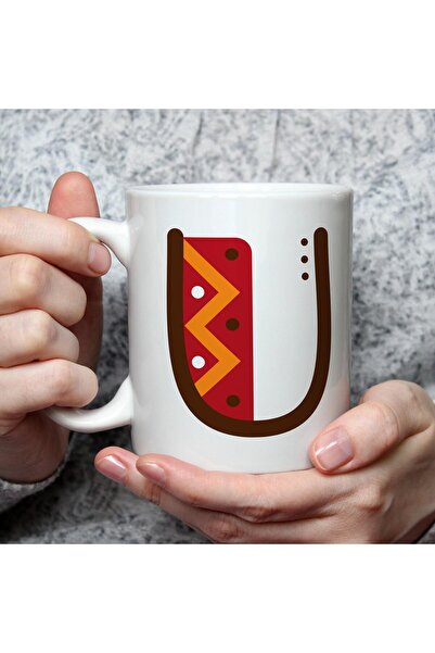 Kırtasiye Ofisi كوب سفاري أبيض مطبوع عليه حرف U