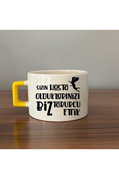 Kırtasiye Ofisi C Cup with Yellow Handles Printed We Are Becoming Your Sick W...
