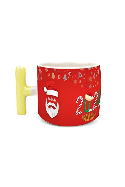 Kırtasiye Ofisi 2024 Noel Baba Tam Tur Baskılı Sarı Kulplu T Yılbaşı Kupası