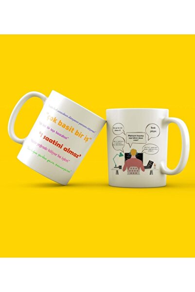 Kırtasiye Ofisi Yazılımcı 2 Satır Kod Tasarım Beyaz Kupa