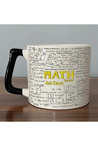 Kırtasiye Ofisi Kişiye Özel Matematik Öğretmeni Baskılı Siyah Kulplu D Kupa