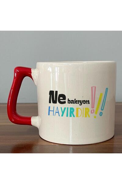 Kırtasiye Ofisi كوب على شكل حرف D مطبوع بمقبض أحمر