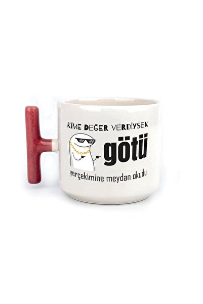 Kırtasiye Ofisi كوب تي ذو مقبض أحمر مطبوع عليه عبارة "Who We Give Value We De...