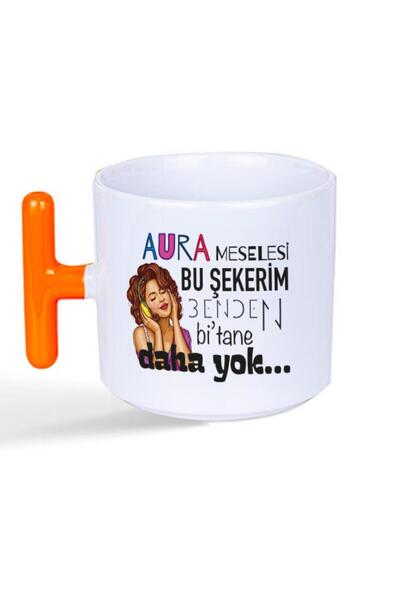 Kırtasiye Ofisi كوب Aura I'm This Candy مطبوع عليه مقبض برتقالي