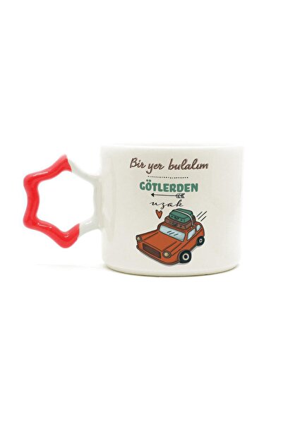 Kırtasiye Ofisi نمط نجمة بمقبض أحمر - كوب مطبوع بعيدًا عن الذقن