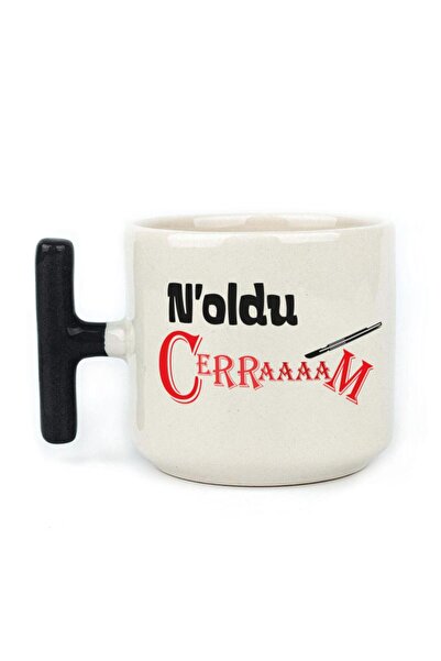 Kırtasiye Ofisi Noldu Cerraaaam Printed Black Handled T Mug