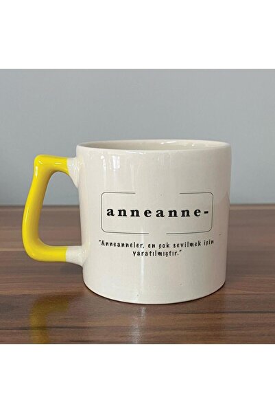 Kırtasiye Ofisi Anneanne Baskılı Sarı Kulplu D Kupa